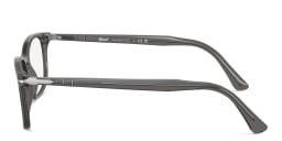 Shop PERSOL Wide Rectangle Eyeglasses in Transparent Grey online.