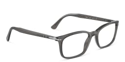 Shop PERSOL Wide Rectangle Eyeglasses in Transparent Grey online.