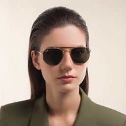 Shop Ray-Ban Marshal Irregular Sunglasses in Polished Arista Gold online.