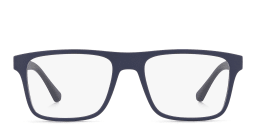 Shop Emporio Armani Rectangle Eyeglasses in Matte Dark Blue online.