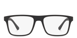 Shop Emporio Armani Rectangle Eyeglasses in Midnight Black online.