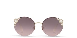 Shop MIU MIU Rimless Round Sunglasses in Pale Gold online.