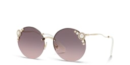 Shop MIU MIU Rimless Round Sunglasses in Pale Gold online.