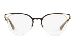 Shop PRADA Half Rim Round Eyeglasses in Brown online.