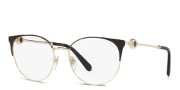 Shop BVLGARI Round Eyeglasses in Brown/Pale Gold online.