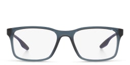 Shop Prada Linea Rossa Pillow Eyeglasses in Matte Translucent Blue online.