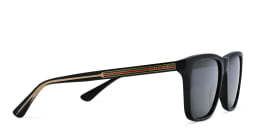 Shop GUCCI Rectangle Sunglasses in Black online.