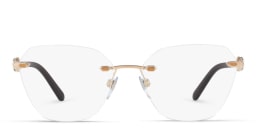 Shop BVLGARI Rimless Wide Irregular Eyeglasses in Pink Gold online.