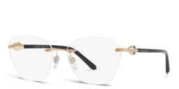 Shop BVLGARI Rimless Wide Irregular Eyeglasses in Pink Gold online.