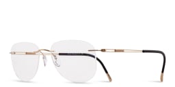 Shop Silhouette Rimless Aviator Eyeglasses in Gold online.