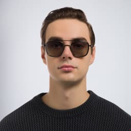 Shop GIORGIO ARMANI Square Sunglasses in Black online.