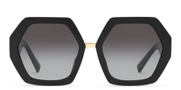 Shop VALENTINO V Logo Oversized Irregular Sunglasses in Black online.