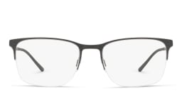 Shop GIORGIO ARMANI Half Rim Rectangle Eyeglasses in Matte Black online.