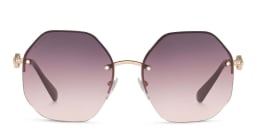 تسوق نظارة شمسية بنصف إطار غير منتظم بولغري بلون Pink Gold أونلاين.