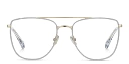 Shop JIMMY CHOO Square Eyeglasses in Glitter Silver online.