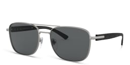 Shop BVLGARI Rectangle Sunglasses in Matte Gunmetal online.