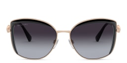 Shop BVLGARI Square Sunglasses in Pink Gold/Black online.