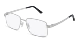Shop Cartier Santos de Cartier Wide Rectangle Eyeglasses in Silver online.