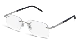 Shop MONTBLANC Rimless Wide Rectangle Eyeglasses in Silver online.