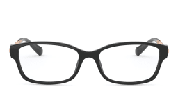 Shop BVLGARI Rectangle Eyeglasses in Black online.