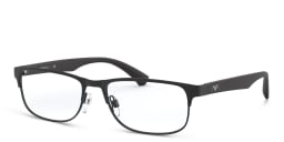 Shop Emporio Armani Rectangle Eyeglasses in Matte Black online.