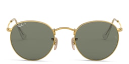 Shop Ray-Ban Round Metal Sunglasses in Gold online.