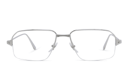 Shop Cartier Half Rim Wide Rectangle Eyeglasses in Silver online.