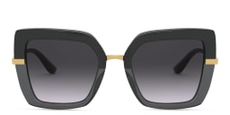 Shop Dolce & Gabbana Square Sunglasses in Black On Transparent Black online.
