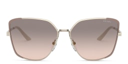 Shop PRADA Wide Irregular Sunglasses in Pale Gold/Matte Pink online.