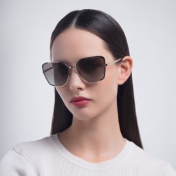 Shop PRADA Wide Irregular Sunglasses in Black online.