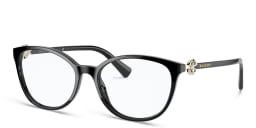 Shop BVLGARI Round Eyeglasses in Black online.