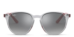 Shop Ray-Ban Junior Kids Irregular Sunglasses in Transparent Grey online.