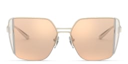Shop BVLGARI Half Rim Square Sunglasses in Pink Gold online.