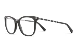 Shop VALENTINO Stud Square Eyeglasses in Black online.