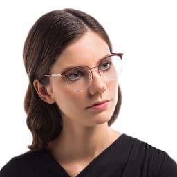 Shop EYE'M Half Rim Cat Eye Eyeglasses in Burgundy online.