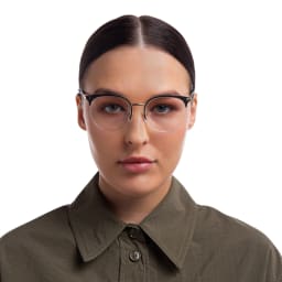 Shop EYE'M Half Rim Cat Eye Eyeglasses in Black online.