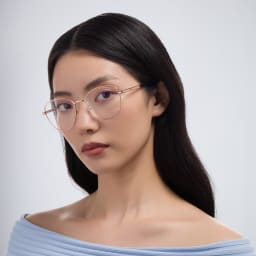 Shop EYE'M Round Eyeglasses in Rose Gold online.