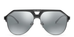 Shop Dolce & Gabbana Wide Aviator Sunglasses in Gunmetal online.