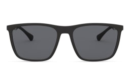 Shop Emporio Armani Logo Rectangle Sunglasses in Rubber Black online.