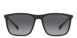 Shop Emporio Armani Logo Rectangle Sunglasses in Matte Black online.