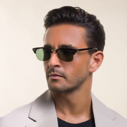 Shop Ray-Ban Rectangle Sunglasses in Black online.
