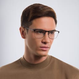 Shop GIORGIO ARMANI Rectangle Eyeglasses in Matte Black online.