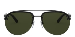 Shop BVLGARI Wide Aviator Sunglasses in Matte Black online.