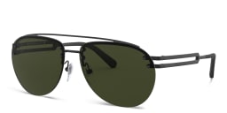 Shop BVLGARI Wide Aviator Sunglasses in Matte Black online.