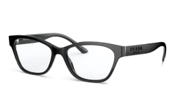 Shop PRADA Rectangle Eyeglasses in Black online.