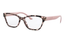 Shop PRADA Rectangle Eyeglasses in Havana Pink online.