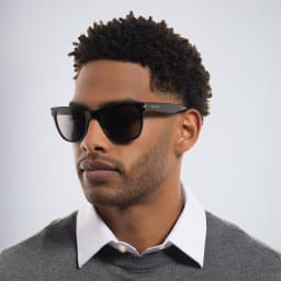 Shop GIORGIO ARMANI Square Sunglasses in Black online.