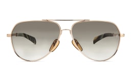 Shop DAVID BECKHAM Wide Aviator Sunglasses in Gold Horn online.