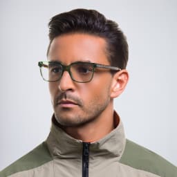 Shop EYE'M Rectangle Eyeglasses in Green online.