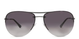 Shop EYE'M Half Rim Wide Aviator Sunglasses in Gunmetal online.